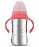 Sizzle Stainless Steel Baby Feeding Bottle With Plastic BPA Free Cap & Handle Pink  - 360 ml