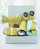 Babyhug Knitted Gift Set Leopard Print Pack Of 5 - Blue And Yellow