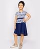 Peppermint Short Sleeves Striped Top With Skirt - Blue