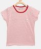 Femea Short Sleeves Striped Top - Maroon & White