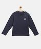Femea Full Sleeves Solid Top - Navy Blue