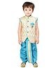 Jeet Ethnics Sleeveless Self Design Kurta With Dhoti - Blue