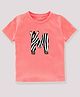 KAVEE Half Sleeves Letter M Printed Bio Wash Cotton Tee - Peach