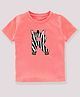 KAVEE Half Sleeves Letter R Printed Bio Wash Cotton Tee - Peach