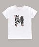 KAVEE Half Sleeves Letter M Printed Bio Wash Cotton Tee - White