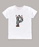KAVEE Half Sleeves Letter P Printed Bio Wash Cotton Tee - White