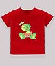 Kavee Half Sleeves Dinosaur Printed Bio Wash Cotton Tee - Red