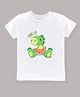 Kavee Half Sleeves Dinosaur Printed Bio Wash Cotton Tee - White