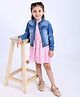 Babyhug Sleeveless Frock with Denim Jacket - Pink
