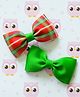 Bobbles & Scallops Pack Of 2 Gingham Checked Bow Hair Clips - Green & Red