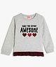 Koton Full Sleeves Awesome Print Sweatshirt With Checked Hem - Grey