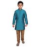 P-MARK Full Sleeves Self Design Kurta And Pyjama Set - Blue