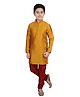 P-MARK Full Sleeves Self Design Kurta And Pyjama Set - Mustard