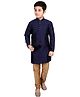 P-MARK Full Sleeves Dots Design Full Sleeves Kurta Pyjama - Navy Blue