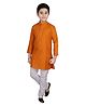 P-MARK Full Sleeves Solid Color Kurta Pyjama - Mustard