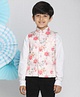 Vastramay Sleeveless Flower Print Nehru Jacket  - Peach