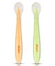 LuvLap Baby Feeding Spoon Set of 2, 100% Silicone Tip, BPA Free, Self Feeding Utensil for 4+ Months Baby Weaning, Green & Pink