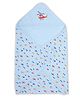 LuvLap Cotton Hooded Wrapper Baby Towel for Newborn, 75x75cm, Soft, Safe & Skin-Friendly, Travel-Friendly, Aeroplane Print, Sky Blue, 0-12 Months