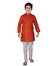 P-MARK Full Sleeves Solid Kurta With Pajama - Orange