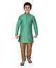 P-MARK Full Sleeves Self Design Kurta With Pajama - Green & Brown