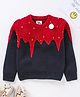 Yellow Apple Full Sleeves Pullover Sweater Ice Cream Embroidery - Navy Blue