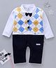 Little Folks Full Sleeves Checked Romper with Bow - Yellow