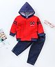 Little Folks Full Sleeves Hooded Tshirt & Jeans - Red