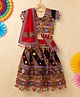 Banjara India Navratri Half Sleeves Kutchi Embroidered Choli With Lehenga & Dupatta - Black