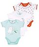 Mi Arcus Unisex Cotton Short Sleeves Bird Print Onesie Pack of 3 Multi Color