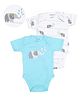 Mi Arcus Baby Boy Cotton Short Sleeves Elephant Print Onesie Pack of 2 White & Blue