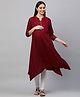 MomToBe Three Fourth Sleeves Solid Maternity Kurti - Maroon