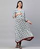 MomToBe Three Fourth Sleeves All Over Flower Print Maternity Kurti - Blue