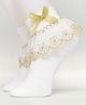 Flaunt Chic Lace Detailed Ankle 1 Pair Of Socks With Bow And Lace - Golden