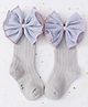 Flaunt Chic Ruffle Bow Socks - Grey
