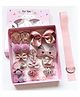 Syga Mini Cartoon Design Hair Clip & Rubber Band Set of 18 - Peach Pink