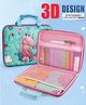 Fiddlerz 3D Embossed Design Large Capacity Stationary Organizer with Compartments Pen & Pencil Pouch Bag Case - Pink