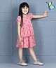 Hola Bonita Half Sleeves Frock Star Printed - Peach