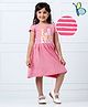 Hola Bonita Half Sleeves Frock Striper With Typographic Print - Pink