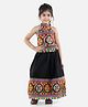 BownBee Navratri Utsav Sleeveless Bandhani Halter Neck Choli With Lehenga - Black