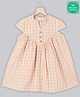 Sweetlime by A.S  Caps Sleeves Yarndyed lurex checks Organic Dress  - Brown & Pink
