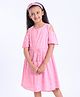 Pine Kids Half Sleeves Softner Wash Schiffli Frock - Pink