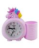 Asera Unicorn Alarm Table Clock with Pencil Stand - Pink