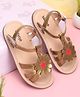 Babyoye Velcro Closure Sandals Floral Applique - Golden