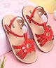 Babyoye Velcro Closure Sandals Floral Applique - Red