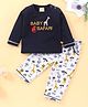 WOW Full Sleeves T-Shirt and Lounge Pants Lion Print - Navy