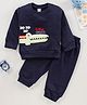 KandyFloss by Amul Full Sleeves Tee and Lounge Pants Set Croc Print - Navy
