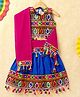 Banjara India Sleeveless Navratri Kutchi Embroidery Detailing Halter Neck Choli With Lehenga & Dupatta - Blue