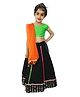 Aglare Pure Cotton Short Sleeves Choli With Embellished Lehenga & Dupatta - Green Black