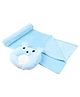 Tiekart Blanket With Teddy Design Pillow - Blue