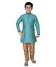 P-MARK Full Sleeves Polka Dot Print Kurta Pyjama - Blue